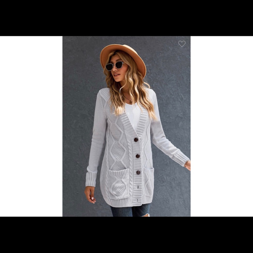 New Cable Knit Cardigan Sz S-Xl - Picture 3 of 4